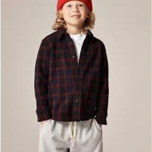 Crewcuts Kids' heavyweight Seaboard soft-knit shirt in navy plaid size 14